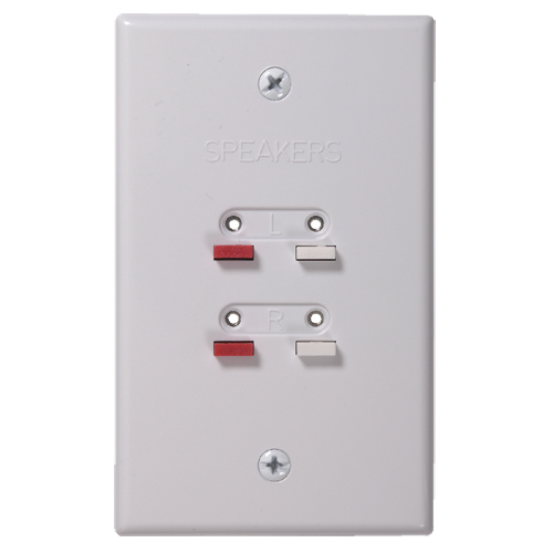 AH300WHR - Speaker Wire Wall Plate - White