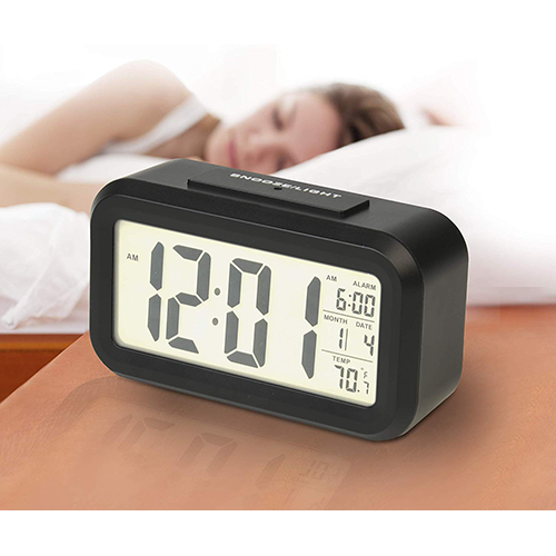 RCD11A - Portable Alarm Clock with Auto Night Light Sensor, Temperature & Calendar