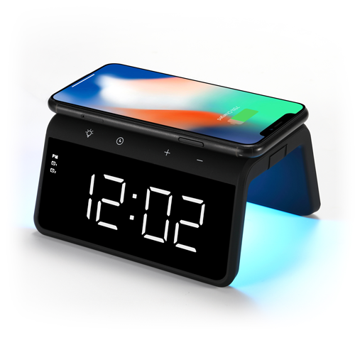 RCQ520BKA - Wireless Charging Alarm Clock with Multi-Color Nightlight