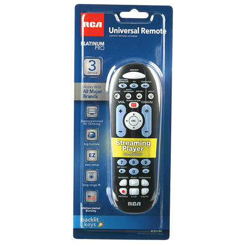 RCR313BE - 3-Device Universal Remote Control - Black
