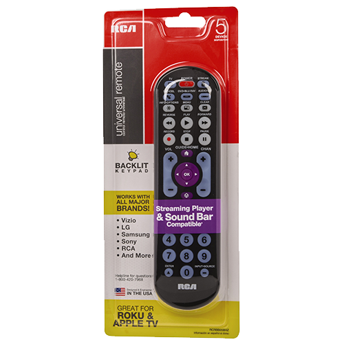 RCRBB05BHZ - 5-Device Universal Remote-Streaming Player & Sound Bar Compatible